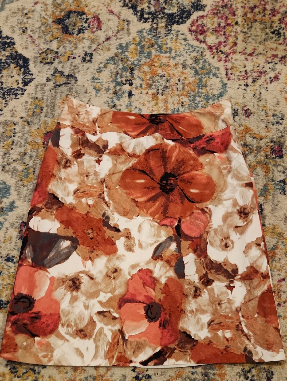 East 5th Rust and Cream Floral Mini Skirt SZ 16